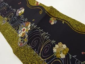 金彩花輪に流水・桜散らし模様名古屋帯